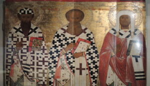Santos Cirilo y Atanasio de Alejandría, con Leoncio de Rostov.