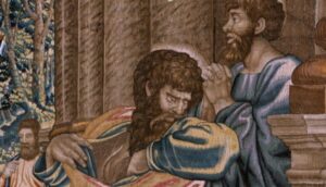 Flämischer Wandteppich mit dem Heiligen Paulus und dem Heiligen Barnabas.