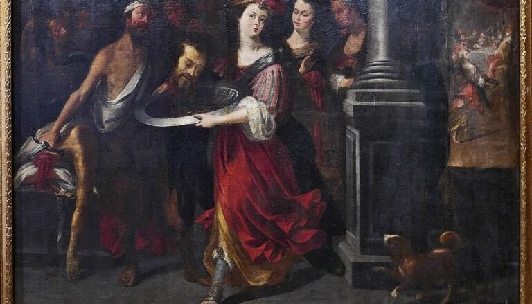 Salomé lleva la cabeza del Bautista a Herodes.