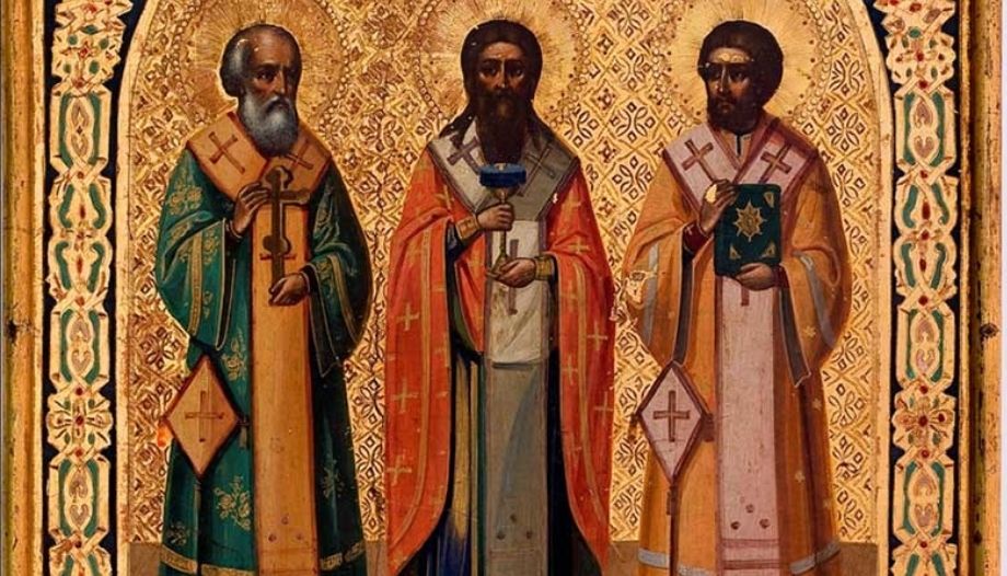 San Gregorio Nacianceno, San Basilio el Grande y San Juan Crisóstomo.