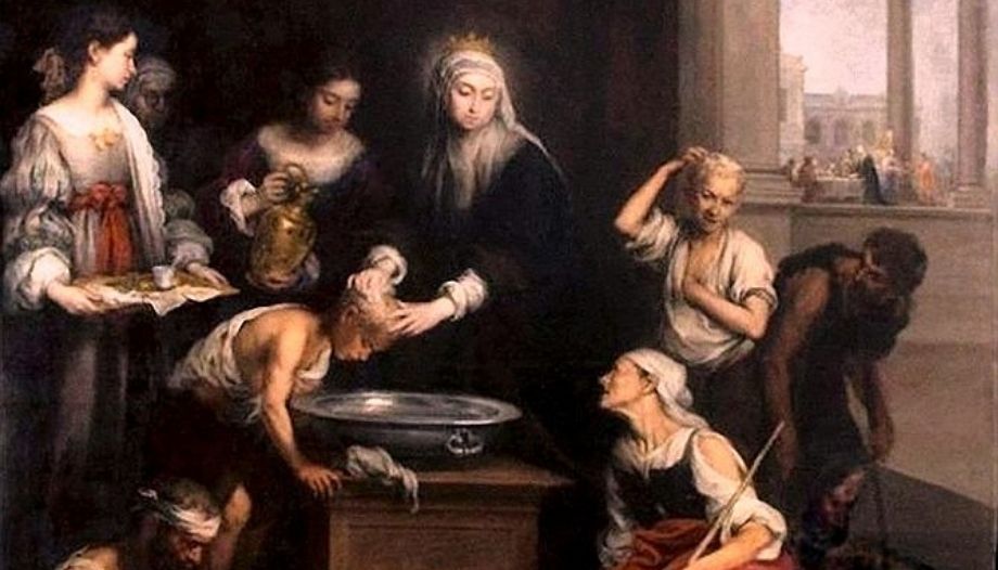 Santa Isabel de Hungría curando a los tiñosos, Murillo.