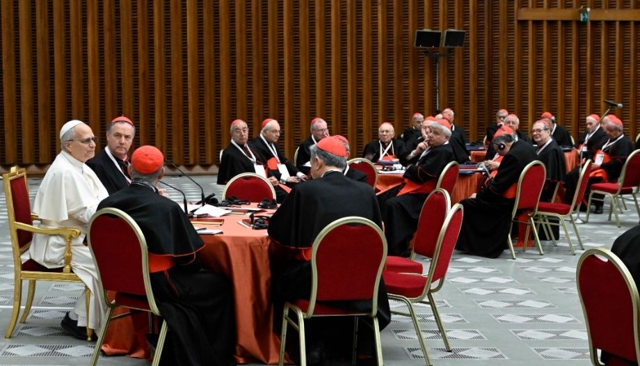 El Papa León XIV en el Consistorio de cardenales.